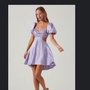 Astr Purple Puff Sleeve Sundress